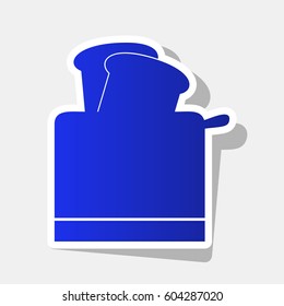Toaster simple sign. Vector. New year bluish icon with outside stroke and gray shadow on light gray background.
