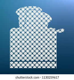 Toaster simple sign. Vector. White textured icon at lapis lazuli gradient background.