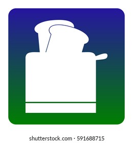 Toaster simple sign. Vector. White icon at green-blue gradient square with rounded corners on white background. Isolated.