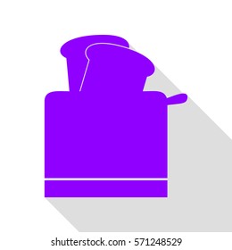 Toaster simple sign. Violet icon with flat style shadow path.