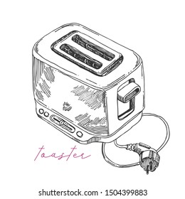 Toaster sketch vector illustration. Hand drawn style. 