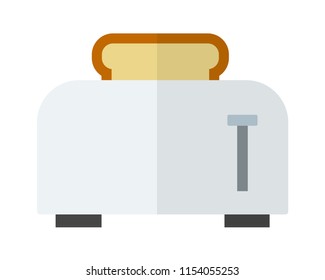 Toaster with a slice of white bread vector flat material design isolated on white