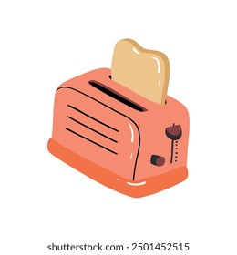 Toaster and slices of bread for breakfast. Electrical home appliance. Hand drawn vector illustration