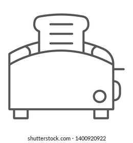 Toaster thin line icon, kitchen and cooking, utensil sign, vector graphics, a linear pattern on a white background, eps 10.