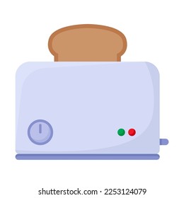 Toaster mit Zeitgeber zum Rösten von geschnittenem Brot bis knusprig. Elektronische Geräte für Heimvektorgrafik. Haushalt, Technologie, Innenarchitektur