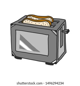 Toaster with toast isolated on hand draw style vector illustration