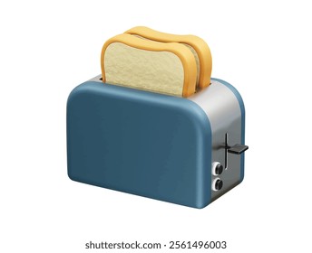 Toaster with toasted bread 3d icon illustration. Bread Toaster 3d illustration icon