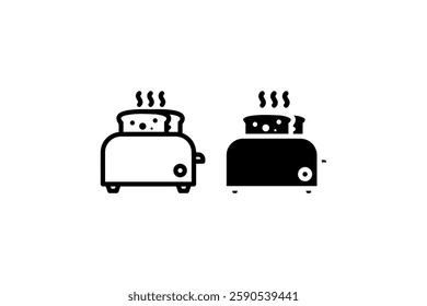 Toaster with toasted bread icons Vector