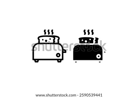 Toaster with toasted bread icons Vector