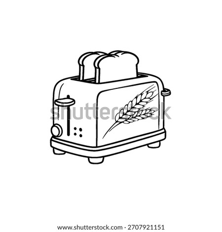 toaster and toasted bread. Toaster with wheat garnish