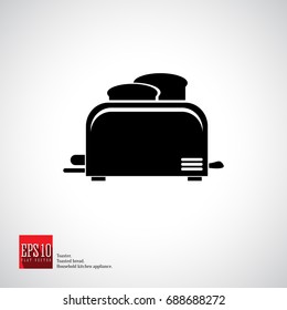 Toaster for toasting bread, detailed icon with a knobs and toast. Vector isolated illustrastion.