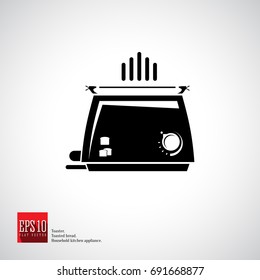 Toaster for toasting bread, detailed icon with a knobs and toast. Vector isolated illustrstion.