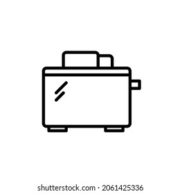 Tostadora con el icono de la línea de tostadas. Trazo editable. Ilustración mínima del equipo de cocina. Concepto de pictograma simple para utensilios de cocina eléctrica