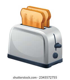 Toaster with two fried pieces of white bread. Vector illustration isolated on white background