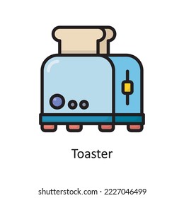 Toaster  Vector Filled Outline Icon Design illustration. Housekeeping Symbol on White background EPS 10 File