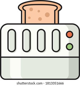 toaster vector flat color icon 