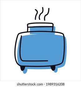 Toaster, vector icon in doodle style. Suitable for web sat design. Isolated on white background.