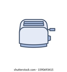 Toaster vector icon isolated on white, domestic kotchen appliance line outline thin flat design sign for web website, mobile app, online shop
