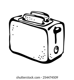 Toaster vector illustration, hand drawn, isolated on white background