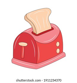 Toaster vector illustration, isolated colored hand drawn style