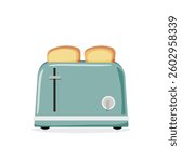 Toaster vector illustration isolated on white background. Retro modern design for kitchen appliances
