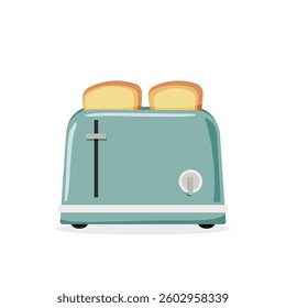 Toaster vector illustration isolated on white background. Retro modern design for kitchen appliances