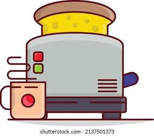 toaster Vector illustration on a transparent background. Premium quality symmbols. Vector line flat icons for concept and graphic design. 