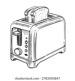 Tostadora línea de Vector ilustración dibujada a mano