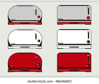 toasters icons set, household appliances vector illustration
