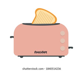 
Toasters icons. Toast popping out of Vintage red toaster.
Isolated on background. Vector illustration. Good morning concept. Toaster and bread toasts.