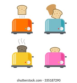 Toasters icons. Vector illustration in flat style