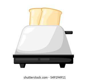 Toasters icons. Vector illustration in flat style Toaster and bread kitchen healthy brown snack wheat