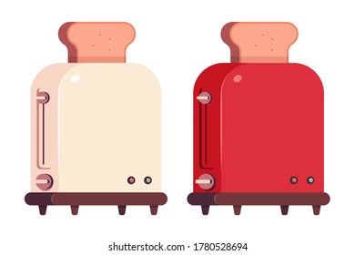 Toasters vector cartoon icons isolated on a white background.