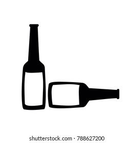 Toasting beer bottles icon. Pub and bar sign. Vector isolated illustration