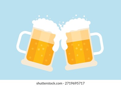 Tostando vasos de cerveza, Salud, Ilustración vectorial.