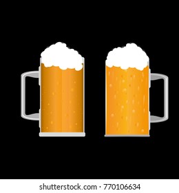 Toasting beer glasses color icon. Cheers. Two foamy beer glasses. Isolated vector illustration