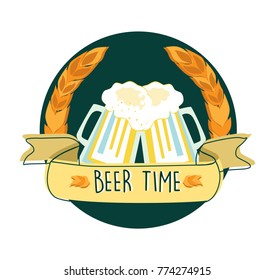 Toasting Beer Glasses Vector Illustration