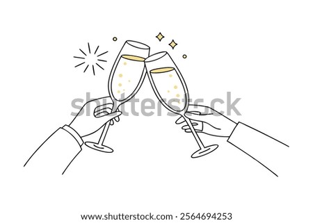 toasting with champagne glasses with drinks vector illustrations