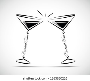 toasting with coktails line icon vector illustration EPS10