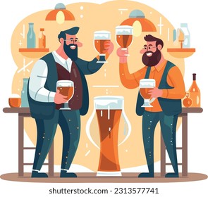 Toasting with Drinks. image of people raising their glasses and toasting with beer in the pub, bar, cafe