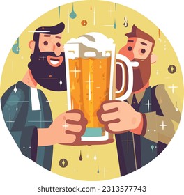 Toasting with Drinks. image of people raising their glasses and toasting with beer in the pub, bar, cafe