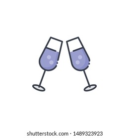 Toasting Filled outline vector illustration. Food & Drinks style icon.