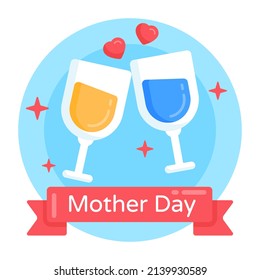 A toasting in flat round icon, premium download 

