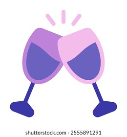 Toasting Glasses New year icon illustration