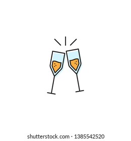 toasting glasses vector icon concept, design isolated on white background