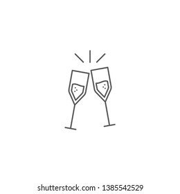 toasting glasses vector icon concept, design isolated on white background