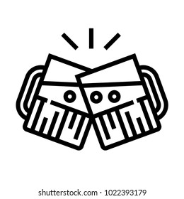 Toasting glasses vector outline icon