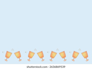 Toasting hand drawn watercolor drinks frame