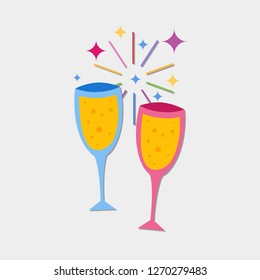toasting two wine vector symbol  illustration