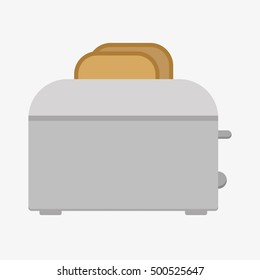 Toasts flying out of toaster isolated on white background. Flat vector illustration